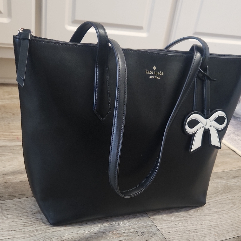 Kate Spade Black Tote with White Bow Accent - Picture 3 of 14